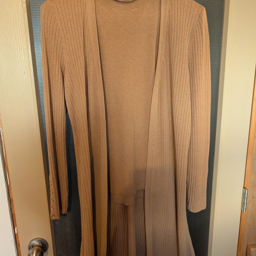 Talbots Women's 2 Piece Camel Cardigan Set